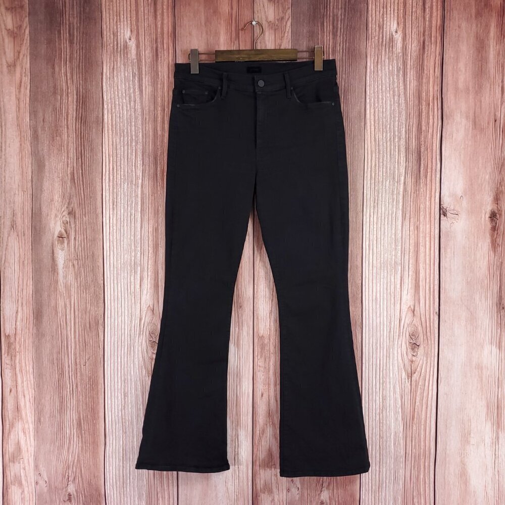 Mother Womens Size 32X30.5 The Weekender Not Guilty Black Flare Jeans